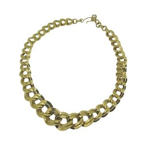 MONET 1980's Gold Tone Double Flat Curb Link Chocker Necklace